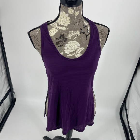 Beyond Yoga Tops - Beyond Yoga Micro Striped Open Side Scoop Neck Racerback Tank Top